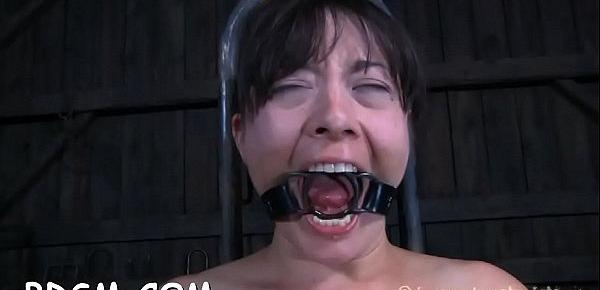  Clamped up girl gets her fuck holes tortured